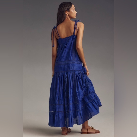 Farm Rio Blue Lace Sleeveless Maxi Dress Sz. M - Picture 3 of 11